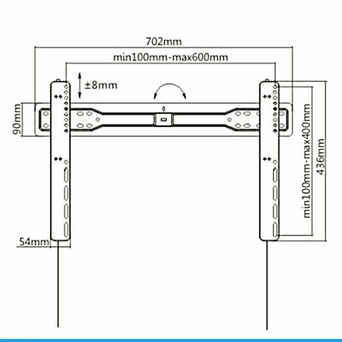 Afmetingen Cavus WMF204 Premium vlakke muursteun voor 37 - 70 inch TV