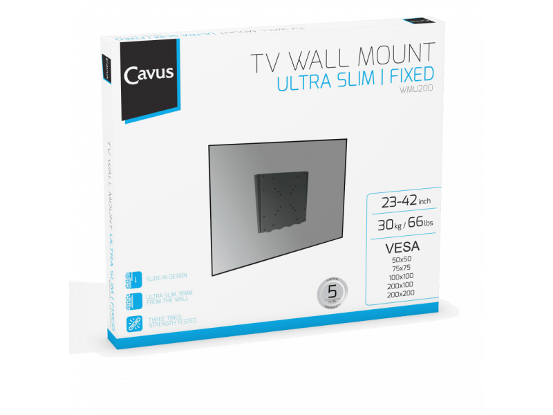 Verpakking Cavus WMU200 ultra vlakke muursteun voor 23 - 42 Inch TV
