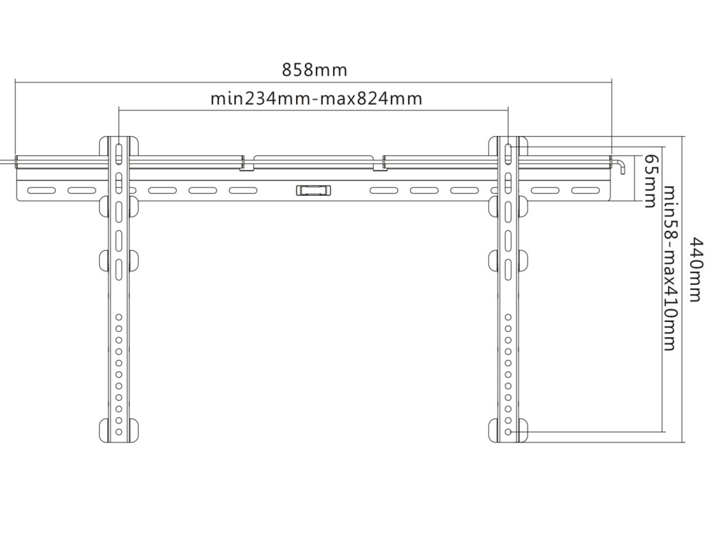 Afmetingen Cavus WMF084 vlakke muursteun voor 37 - 70 Inch TV