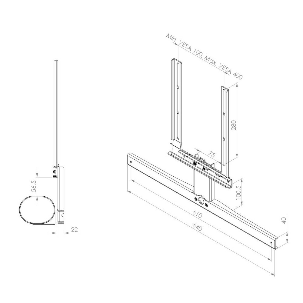 Frame voor zwarte Sonos ARC afmetingen
