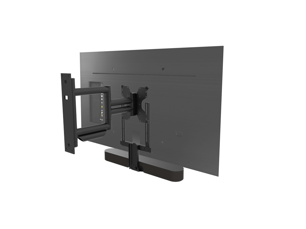 Frame voor zwarte Sonos Beam voorbeeld op muurbeugel achterzijde