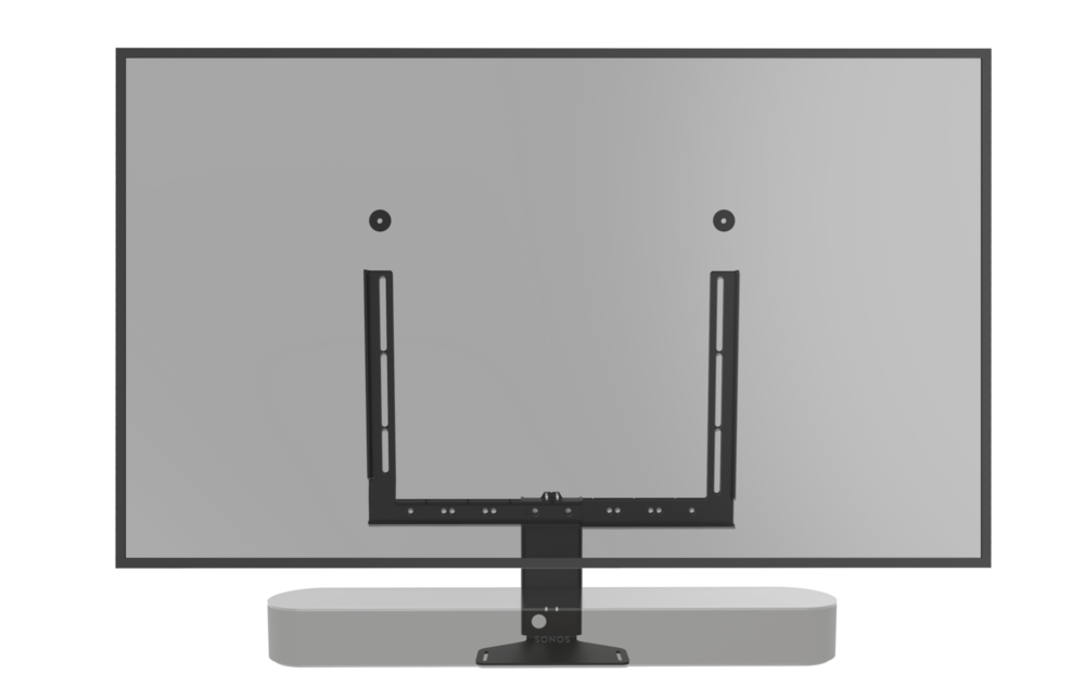Frame voor zwarte Sonos Beam voorbeeld op vaste muurbeugel