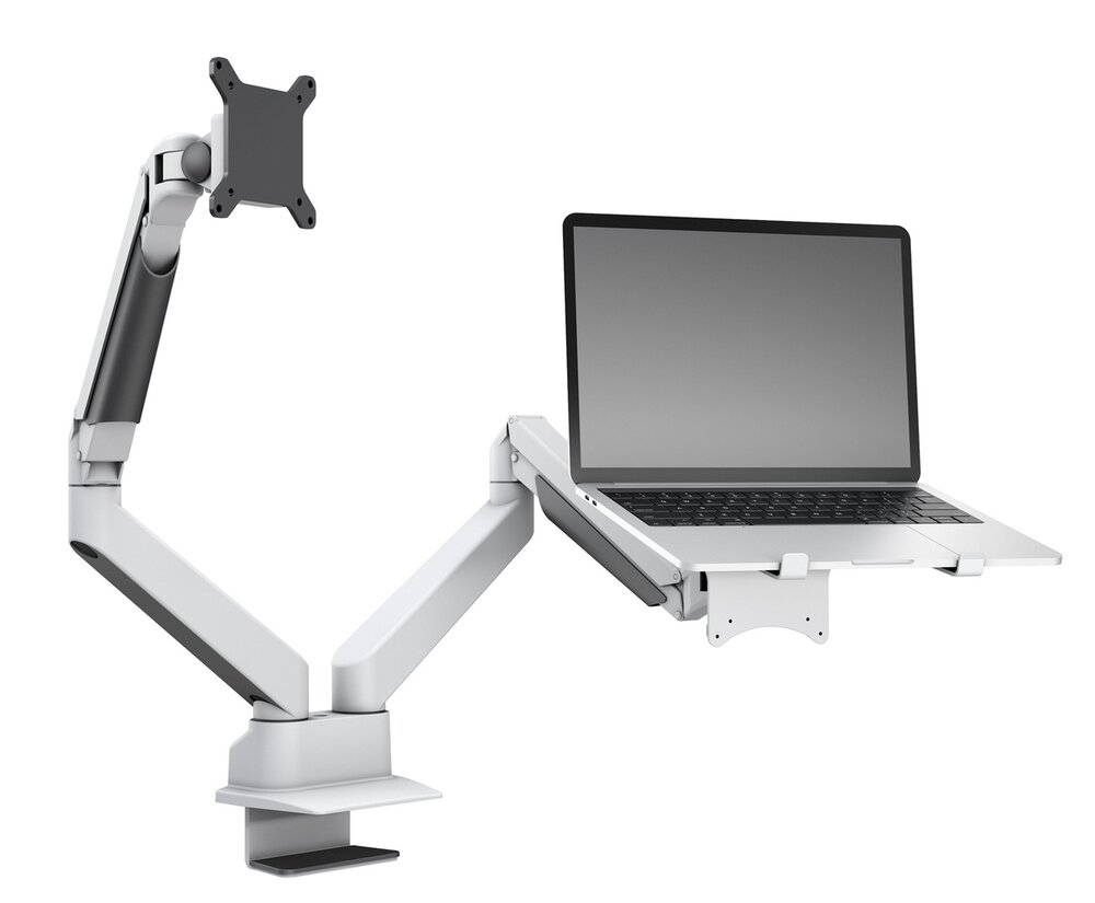 Multibrackets Monitorsteun - VESA Gas Lift Arm Dual Arm met Laptop Houder [wit]