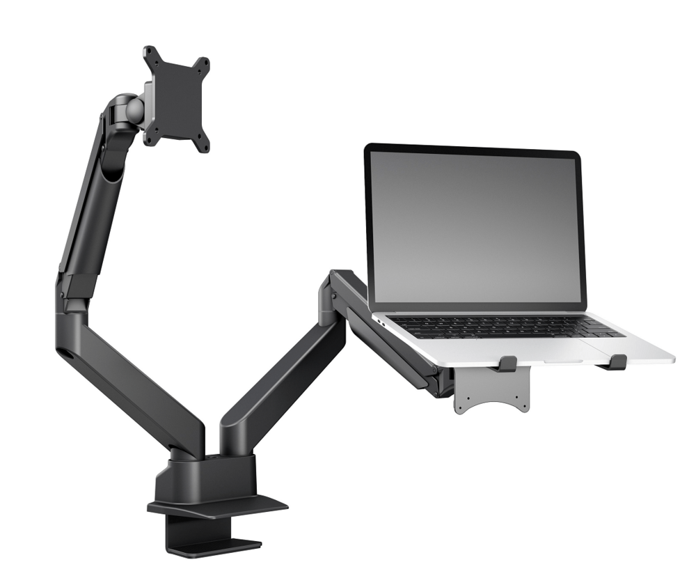 Multibrackets Monitorsteun - VESA Gas Lift Arm Dual Arm met Laptop Houder [zwart]