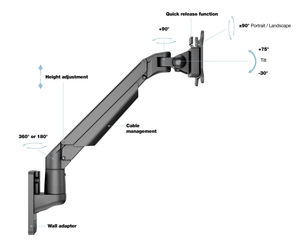 Multibrackets Monitorsteun - VESA Gas Lift Arm Wall Basic  [zwart]