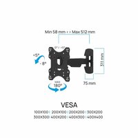 Cavus WME101 full motion muursteun met enkele arm voor 23 - 55 inch TV - specificaties