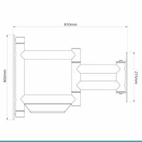 Afmetingen Cavus WMV9050 zwarte design muursteun voor 26 - 55 Inch TV met extra lange arm