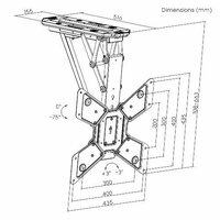 Afmetingen TV plafondbeugel flip met app / voice control