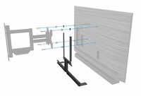 Zwart frame voor soundbar universeel met centrale kolom op een draaibare muurbeugel