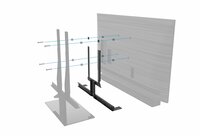 Zwart frame voor soundbar universeel met centrale kolom op een tv voet