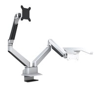 Multibrackets Monitorsteun - VESA Gas Lift Arm Dual Arm met Laptop Houder [zilver]