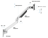 Multibrackets Monitorsteun - VESA Gas Lift Arm Wall Single [zilver]