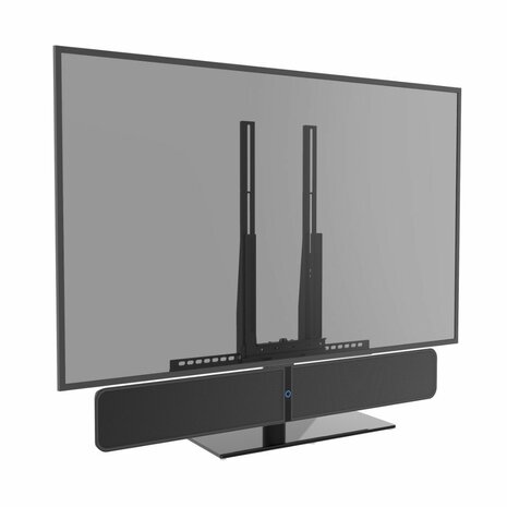 Cavus draaibare TV tafelstandaard met frame voor Bluesound Pulse 2i Soundbar en 43- 60 inch TV's doorschijnend