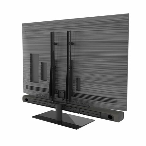 Achterzijde Cavus draaibare TV tafelstandaard met frame voor Harman Kardon Citation Bar en 43- 60 inch TV's