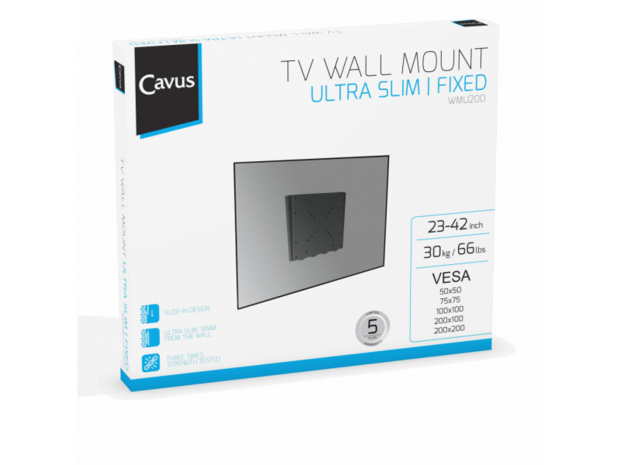 Verpakking Cavus WMU200 ultra vlakke muursteun voor 23 - 42 Inch TV