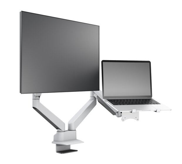 Multibrackets Monitorsteun - VESA Gas Lift Arm Dual Arm met Laptop Houder [wit]