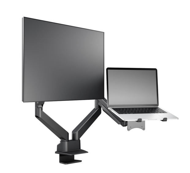 Multibrackets Monitorsteun - VESA Gas Lift Arm Dual Arm met Laptop Houder [zwart]