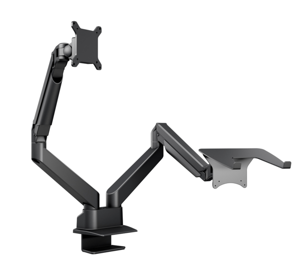 Multibrackets Monitorsteun - VESA Gas Lift Arm Dual Arm met Laptop Houder [zwart]