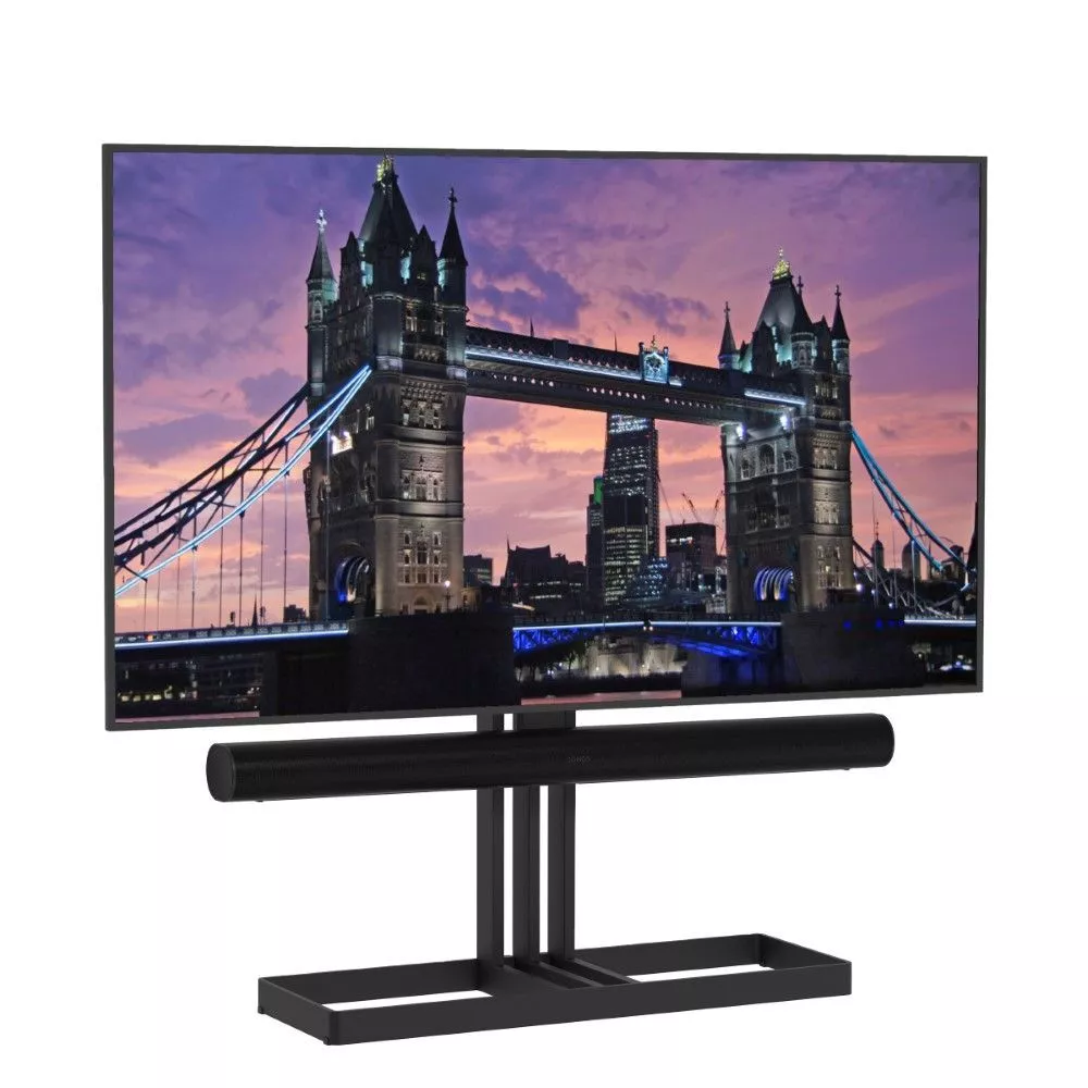 Soundbar op TV vloerstandaard